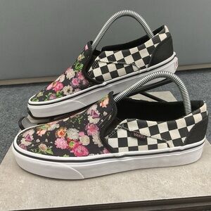 Vans Women's Floral Checked Canvas Skate Shoes Size 8.5